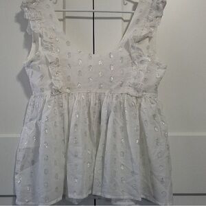 Chic White Sleeveless Blouse with Ruffle Details